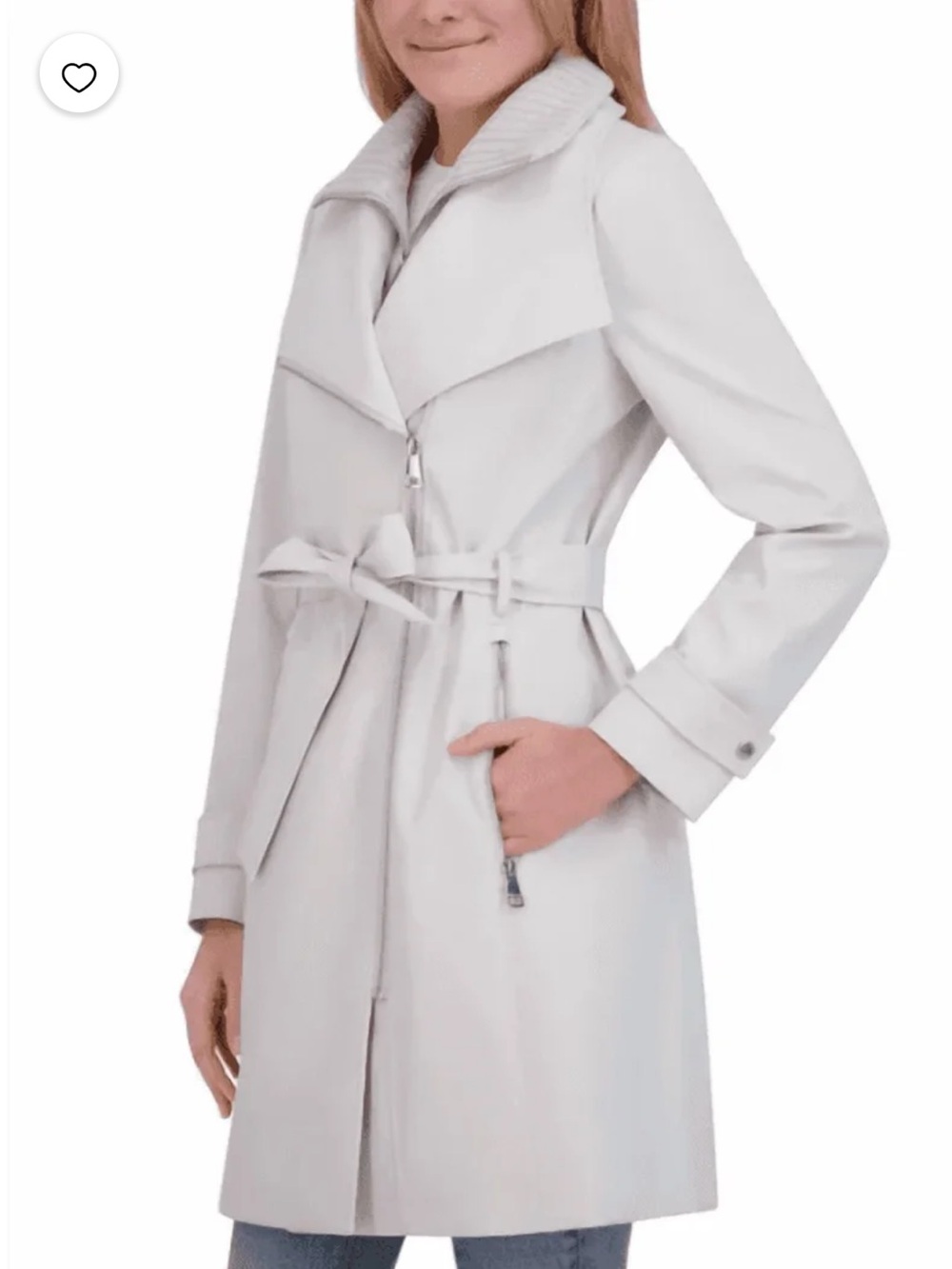 Halston Trench Coat Light Grey Size Large